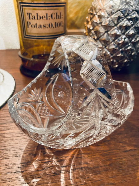 Panier en cristal à anse vintage