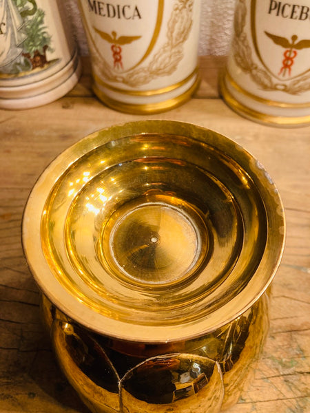 Vide-poche / cache-pot en laiton sur pied vintage
