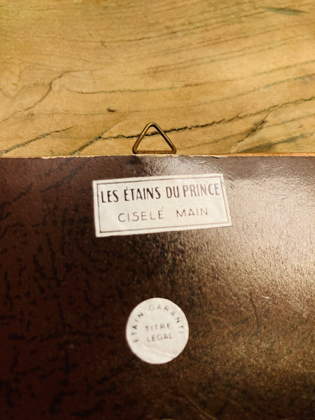 Lot de 2 cadres en étain et velours vintages.