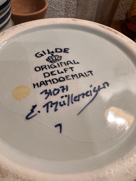 Ensemble de 5 pots de cuisine vintages en faïence de Delft (Hollande) Gilde peints à la main