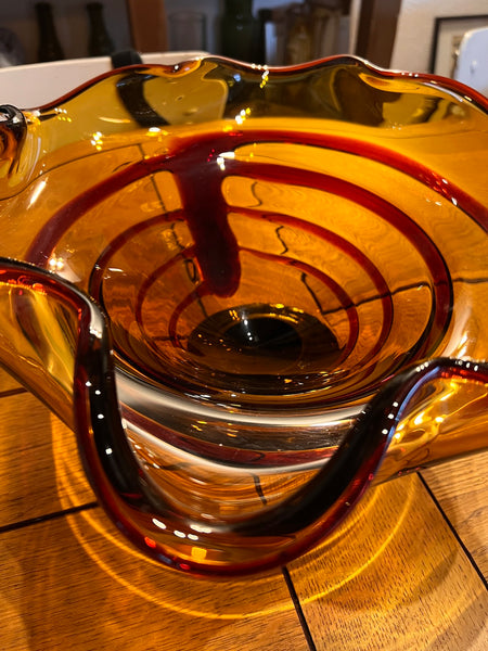 Coupe à fruits vintage en verre soufflé Murano