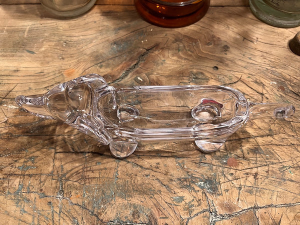 Vide poche / cendrier vintage Teckel en cristal Vannes le Châtel