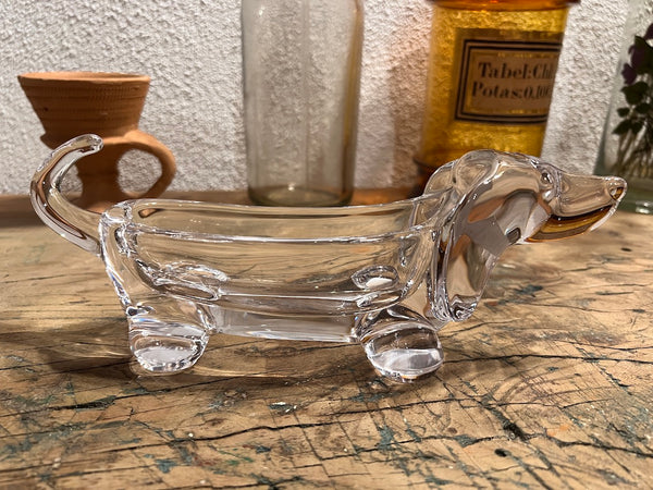 Vide poche / cendrier vintage Teckel en cristal Vannes le Châtel