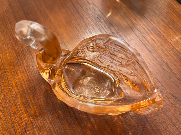 Vide-poche / cache-pot vintage en verre rose en forme de cygne