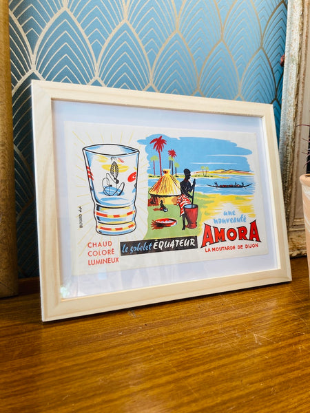 Buvard publicitaire vintage Amora encadré