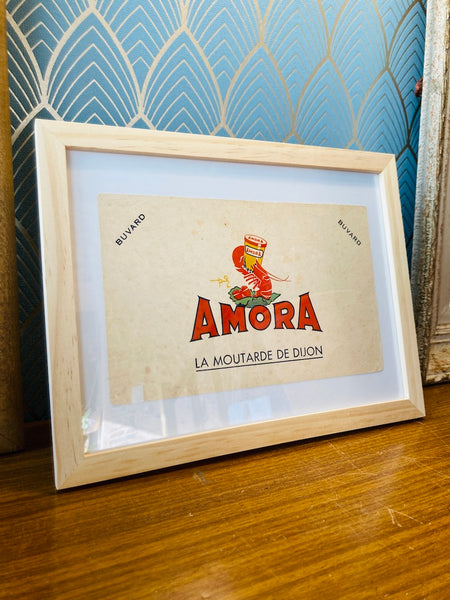Buvard publicitaire vintage Amora encadré
