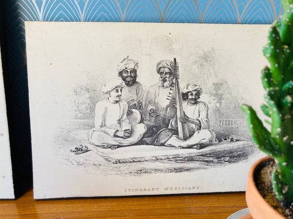 Lot de 4 sérigraphies vintages au thème de l'Inde ancien William Daniell 43x29cm