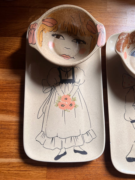Service à petit-déjeuner Monsieur & Madame vintage en grès