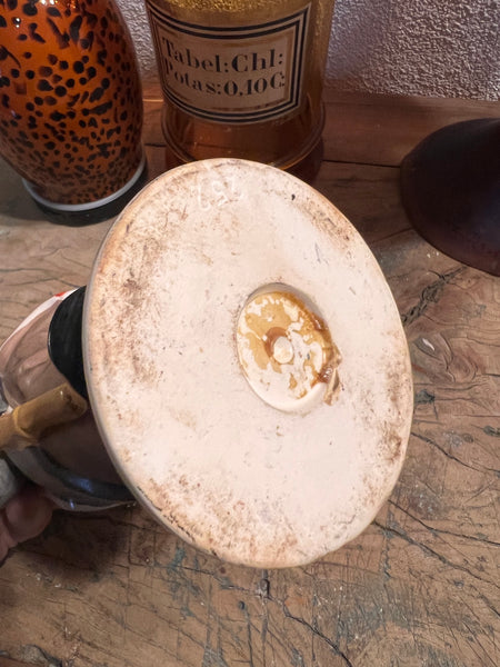 Bouteille ivrogne vintage en faïence "A la frite joyeuse"