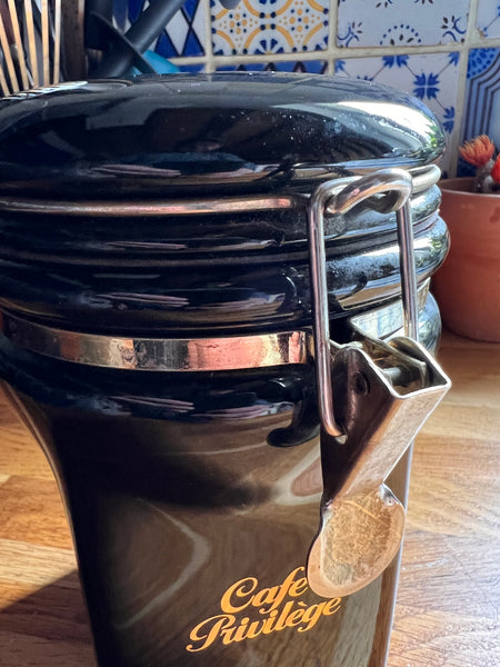Boîte / pot à café moulu vintage en céramique Café Privilège