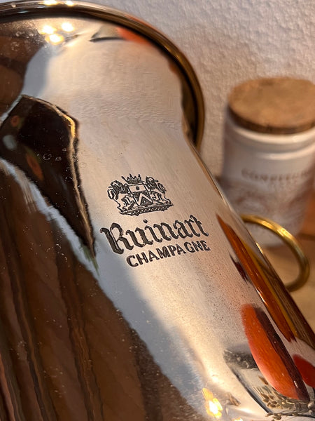 Seau à champagne vintage en métal argenté et laiton Champagne Ruinart