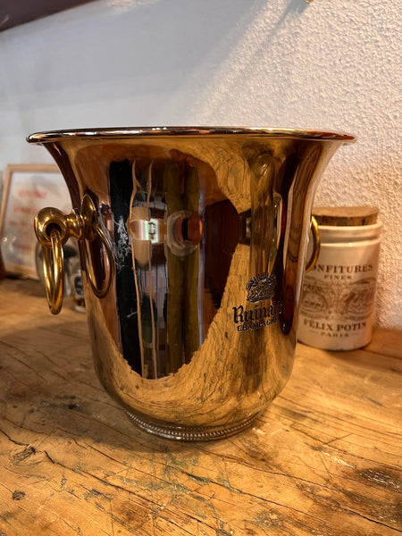 Seau à champagne vintage en métal argenté et laiton Champagne Ruinart