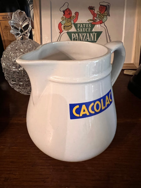 Petit pichet vintage Cacolac en céramique blanche