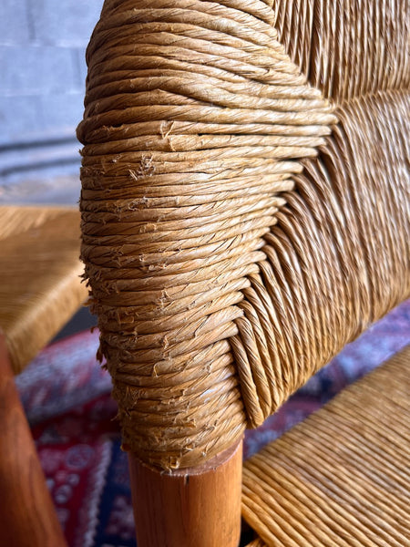 4 chaises Toscanolla en osier et pin massif par Alessandro Becchi pour Giovanetti - Italy - 1970