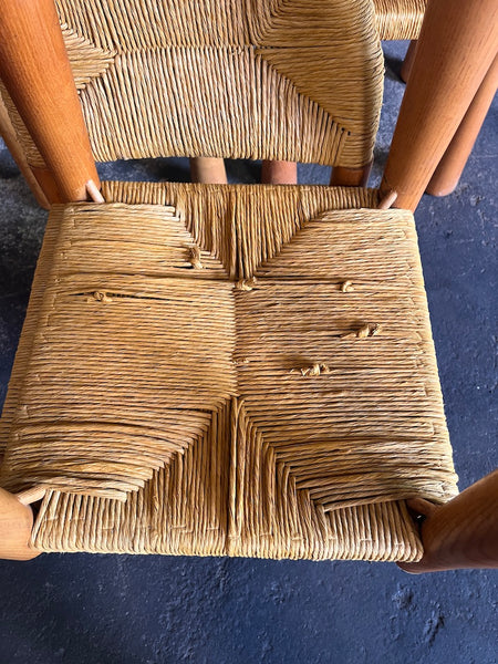 4 chaises Toscanolla en osier et pin massif par Alessandro Becchi pour Giovanetti - Italy - 1970