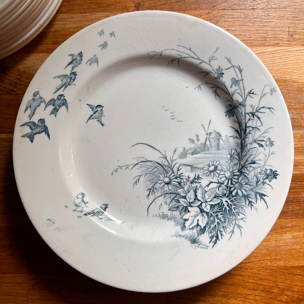 Service de 16 assiettes vintages en faïence Terre de Fer Emile BOURGEOIS Grand Dépôt - 1900/1910