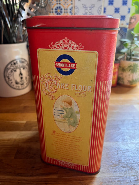 Boite métallique vintage Snowflake Cake Flour Afrique du Sud - Années 80
