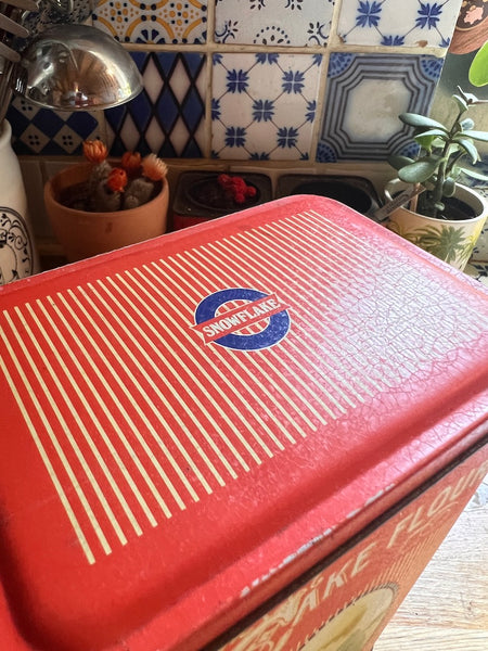 Boite métallique vintage Snowflake Cake Flour Afrique du Sud - Années 80