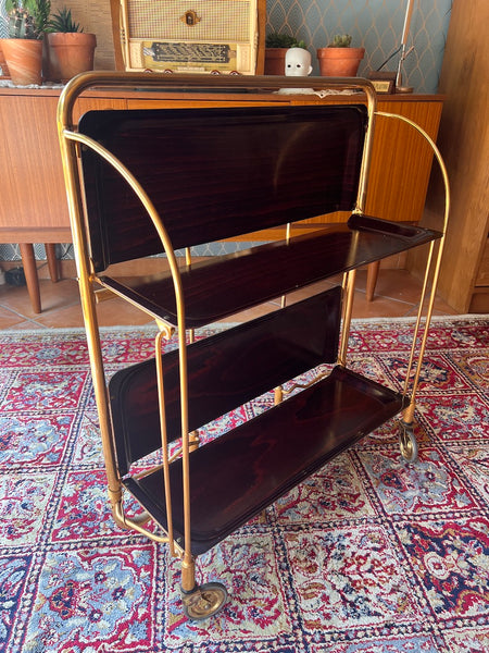 Desserte pliante vintage Gerlinol 19 formica et laiton - Germany - Années 70