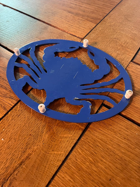 Dessous de plat vintage Crabe bleu en métal