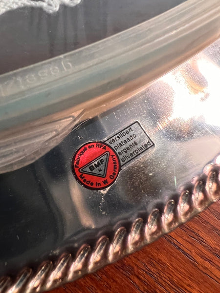 Plateau de service vintage BMF napperon en métal plaqué argent - Made in RFA - 70'S