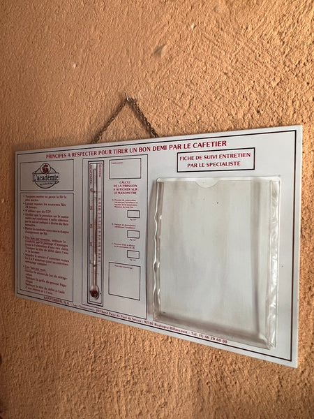 Cadre métallique vintage Kanterbrau SA de bistrot avec son thermomètre - Années 70