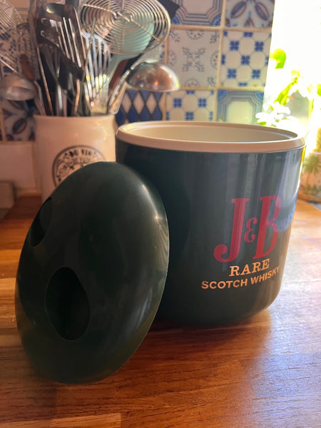Seau à glaçon / à glace vintage de bistrot J&B vert - Made in UK