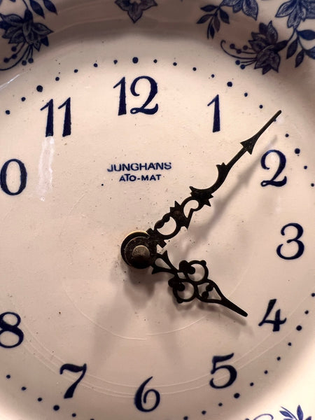 Horloge / assiette vintage Junghans Ato-Mat en faïence de Gien - Germany