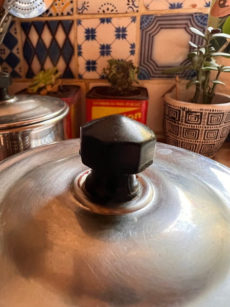 3 pots de cuisine vintages DAB - POLA - en cuivre chromé - Années 70