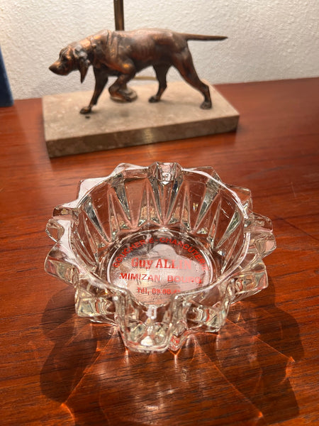 Cendrier en verre vintage Boucherie Charcuterie Guy Allin - Années 70