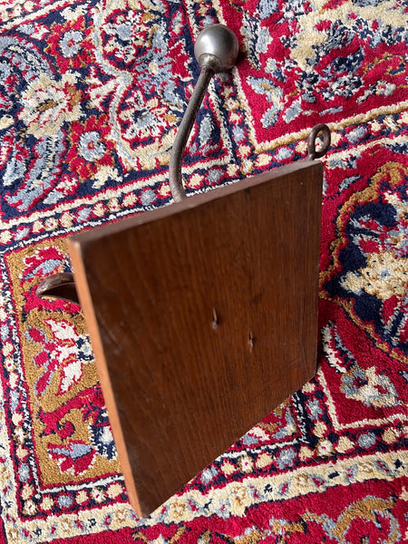 Porte-manteau mural vintage à double patère en bois et métal