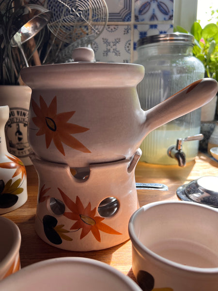 Service à fondue vintage Poterie du Marais France en céramique - 1962
