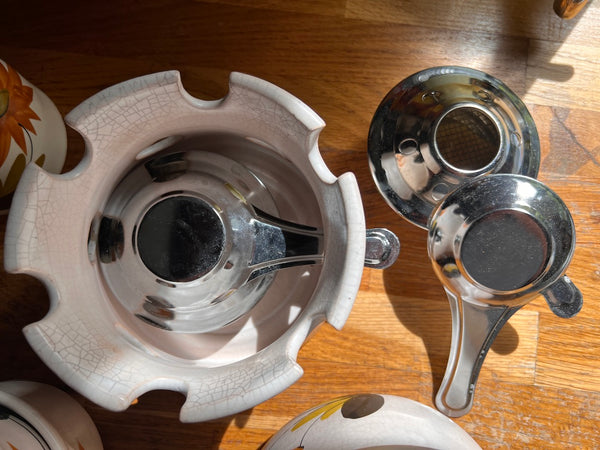 Service à fondue vintage Poterie du Marais France en céramique - 1962