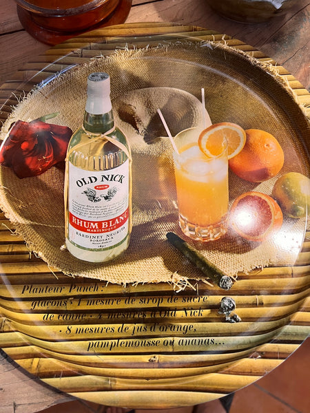 Plateau de service vintage Old Nick Planteur Punch en métal