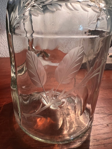 Bouteille vintage en verre gravé "Prune" faite-maison