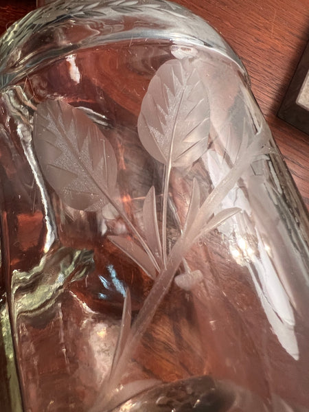 Bouteille vintage en verre gravé "Prune" faite-maison
