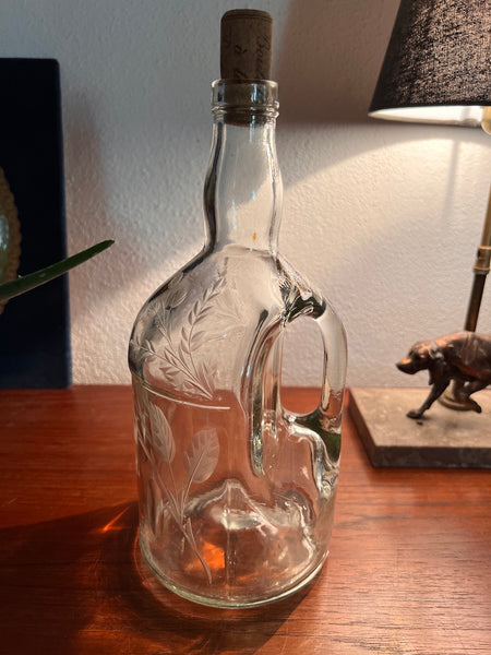 Bouteille vintage en verre gravé "Prune" faite-maison