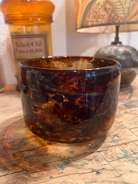 Pot / vide poche vintage en verre soufflé écailles de tortue - Verreries Mdina - Malte