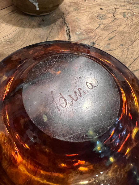 Pot / vide poche vintage en verre soufflé écailles de tortue - Verreries Mdina - Malte