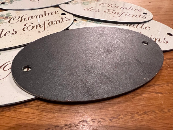 5 plaques de porte vintages en métal émaillé