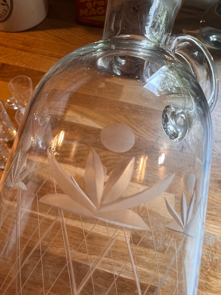 Service à liqueur vintage en verre gravé