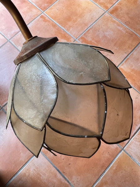 Applique murale vintage Lotus Targetti en bois, laiton et nacre