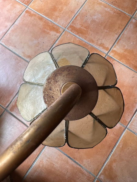 Applique murale vintage Lotus Targetti en bois, laiton et nacre